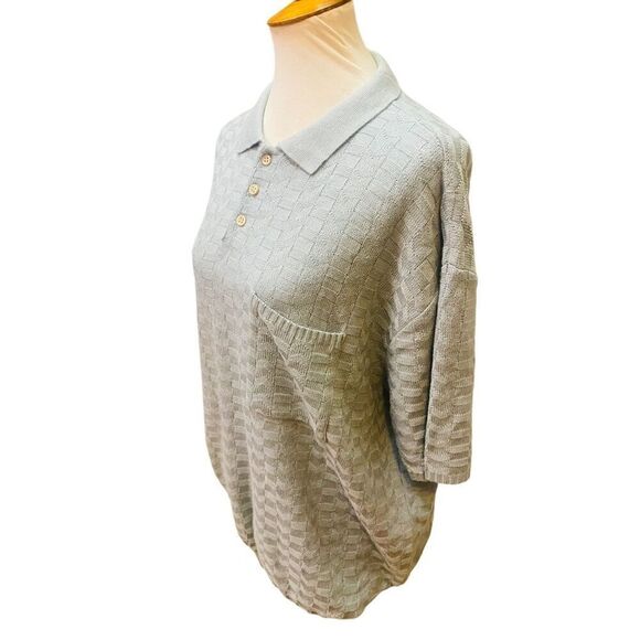 Haband European Seafoam Green/Blue Short Sleeve Mens Knit Vintage Sweater Size X - Picture 6 of 12